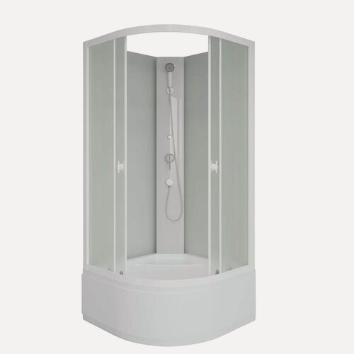 Изображение товара Душевая кабина Niagara Промо (Promo) P90/40/MT/BK стеклянная, 90x90, высокий поддон, открытая (без крыши), с сиденьем, с матовым стеклом, без гидромассажа, с белым профилем