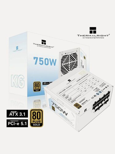 Изображение товара Блок питания Thermalright "KG-750-W", модульный, 750Вт, 80 Plus Gold, белый