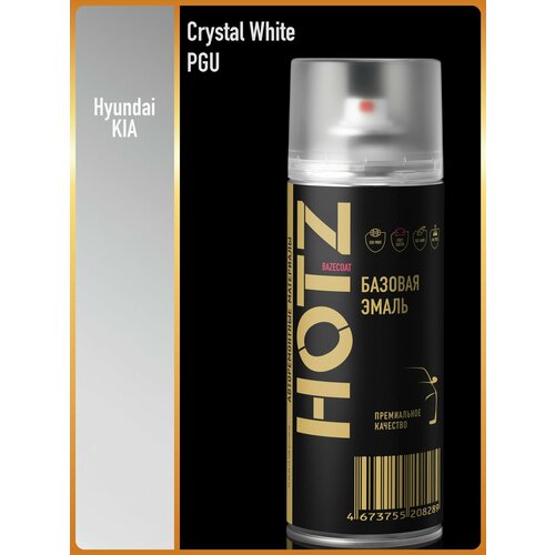 фото Аэрозольная краска "hyundai/kia crystal white pgu" hotz, 1k базовая автомобильная ремонтная эмаль, металлик, 520 ml