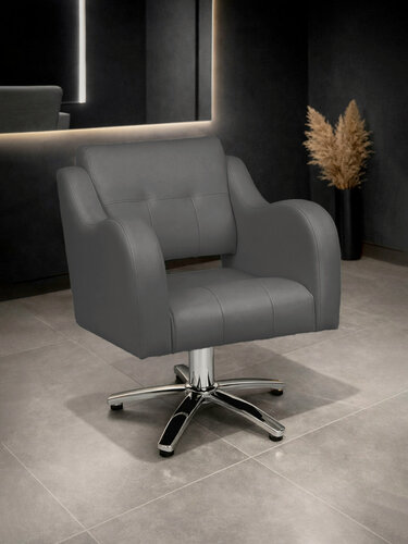 Изображение товара Парикмахерское кресло Волна, гидравлика, основание пятилучье, Уютный мастер, светло-серый