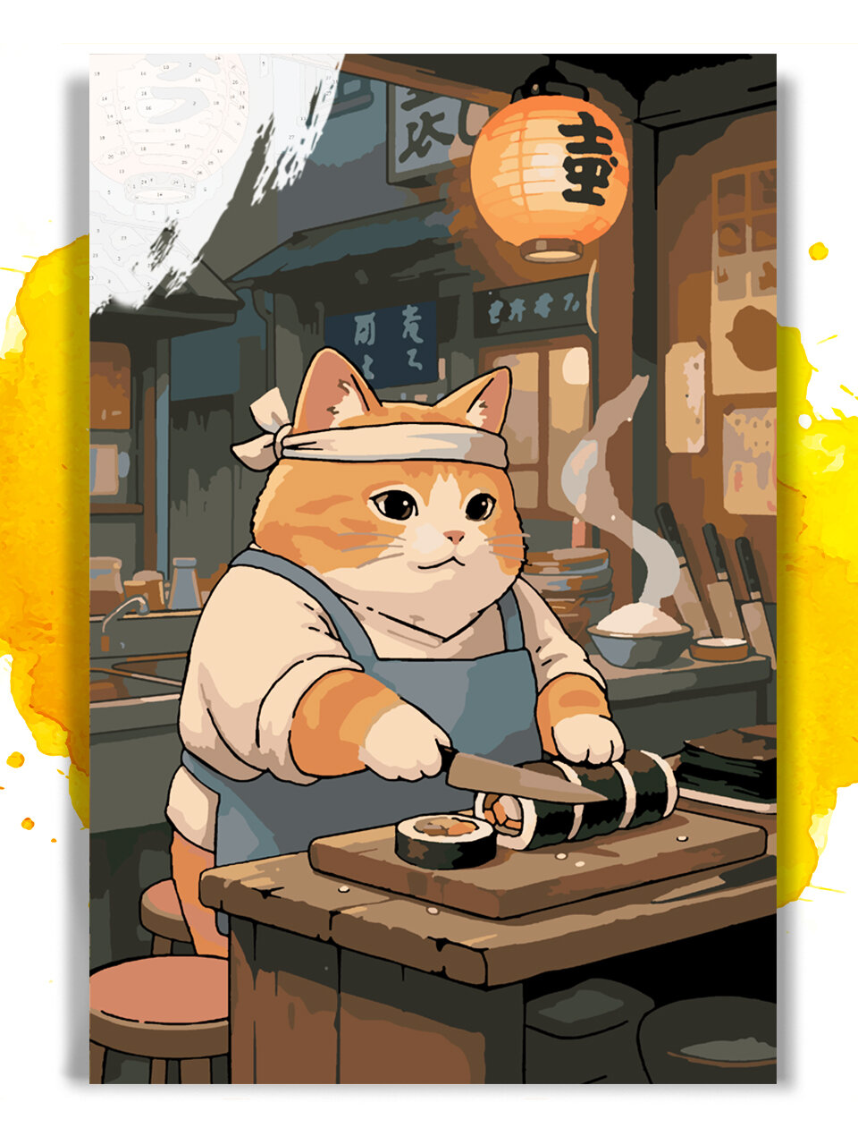 Картина по номерам на холсте Кот в старой забегаловке, 40 х 60 см