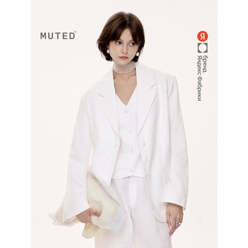 фото Пиджак muted с облегченной спинкой из смесового льна, размер m, белый