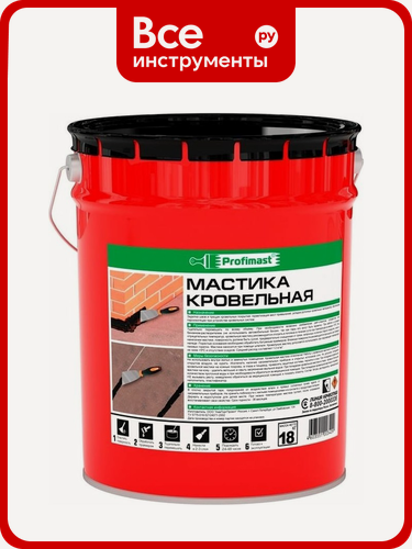 Изображение товара Кровельная мастика Profimast 21,5 л / 5 л, битумная однокомпонентная для металла, бетона и дерева, холодное нанесение