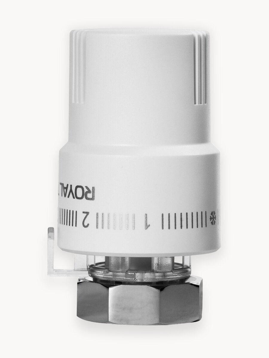 Термоголовка Royal Thermo, жидкостная, для радиаторов, М30х1,5, белая