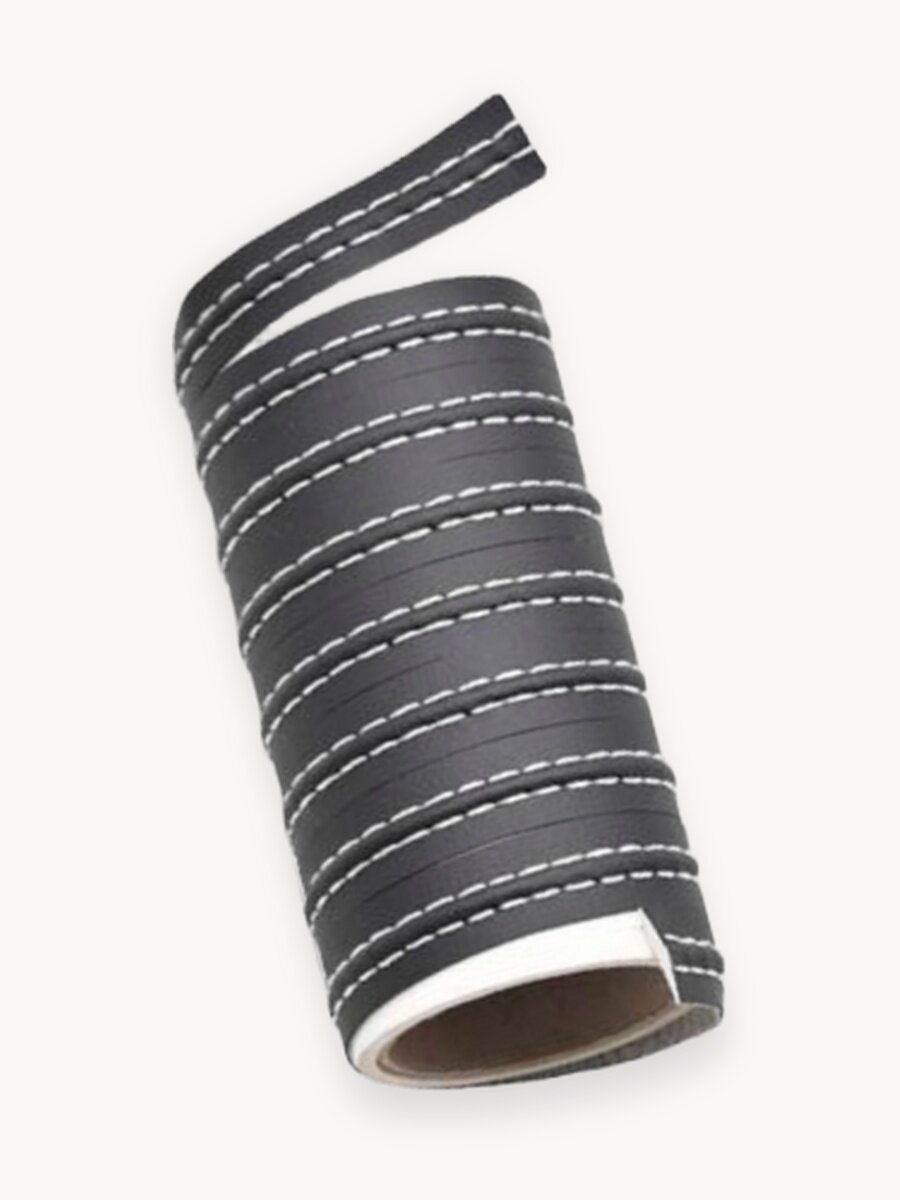 Декоративная наклейка из искусственной кожи для авто, 2 м, с имитацией строчки, бежевая