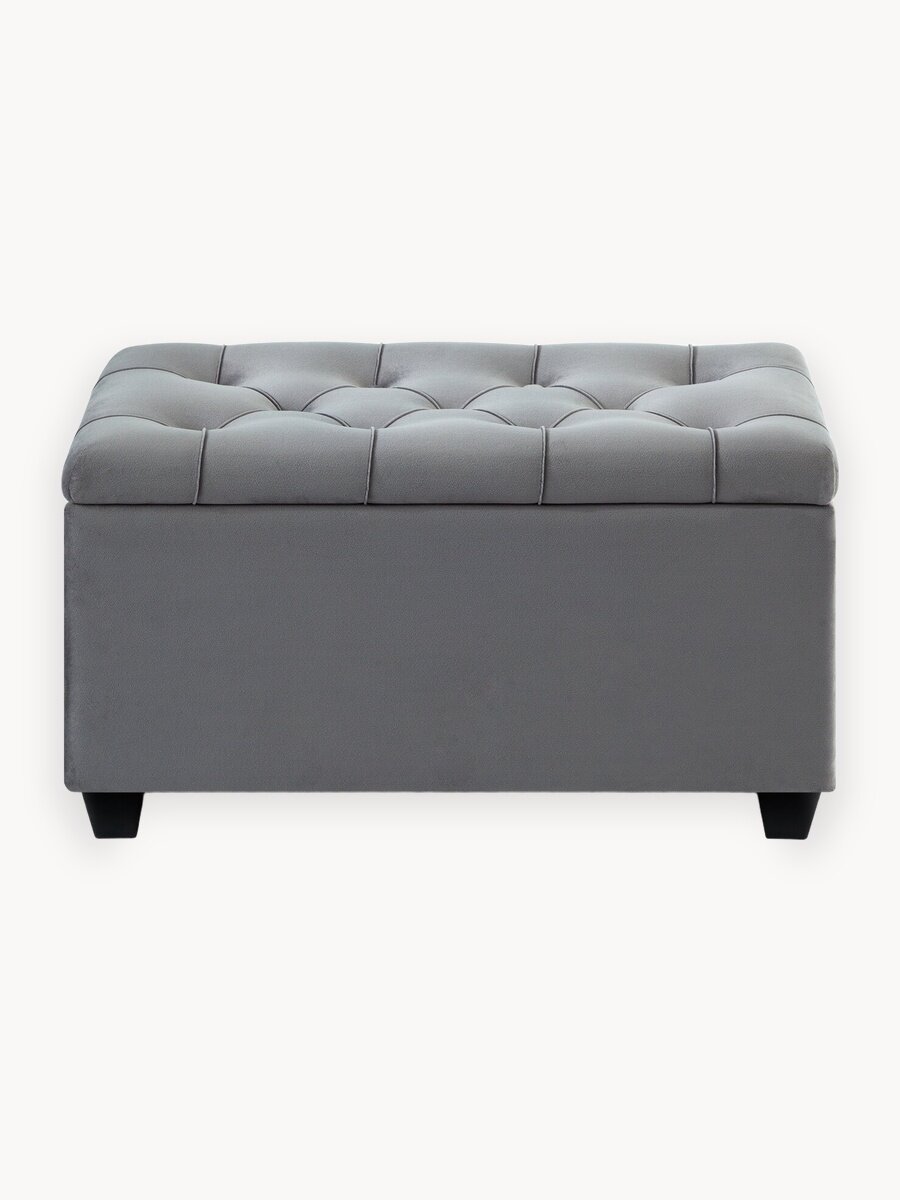 Пуфик банкетка на ножках с сиденьем Классик, пуф в прихожую, спальню с ящиком для хранения, вельвет серый, Ами Мебель