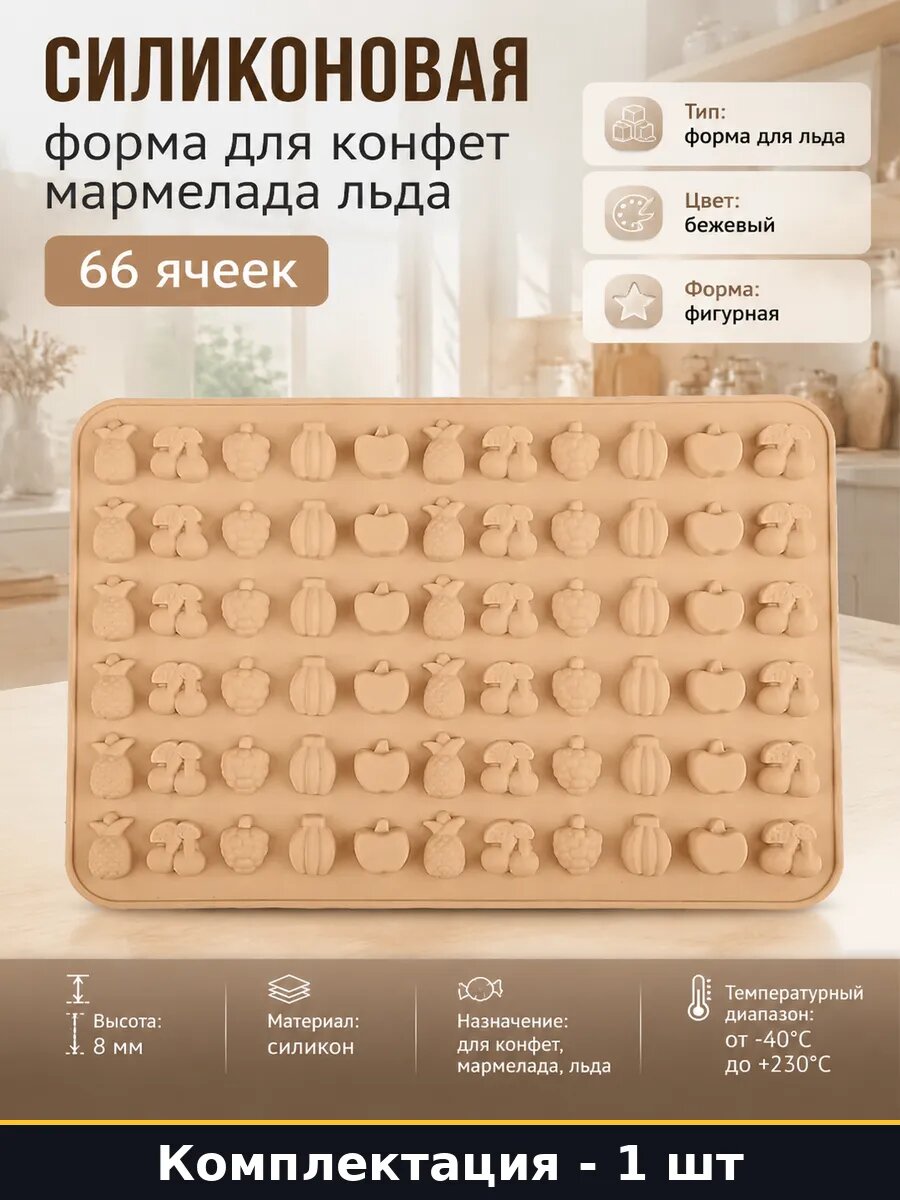 Силиконовая форма для конфет мармелада льда 66 ячеек