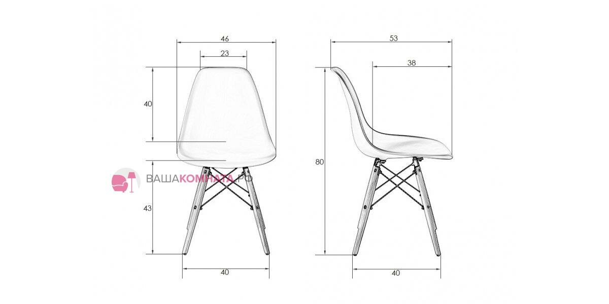 Стул обеденный DOBRIN DSW, LMZL-PP638, ножки светлый бук, цвет красный (R-02) - фотография № 4