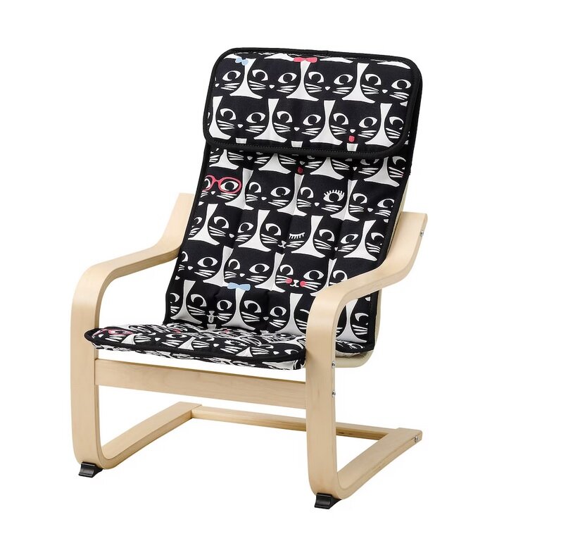 Кресло деткое поэнг икеа POANG IKEA березовый шпон Котики - фотография № 1