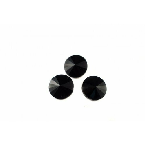 Кристалл Риволи 14мм, цвет черный, стекло, 26-266, 2шт