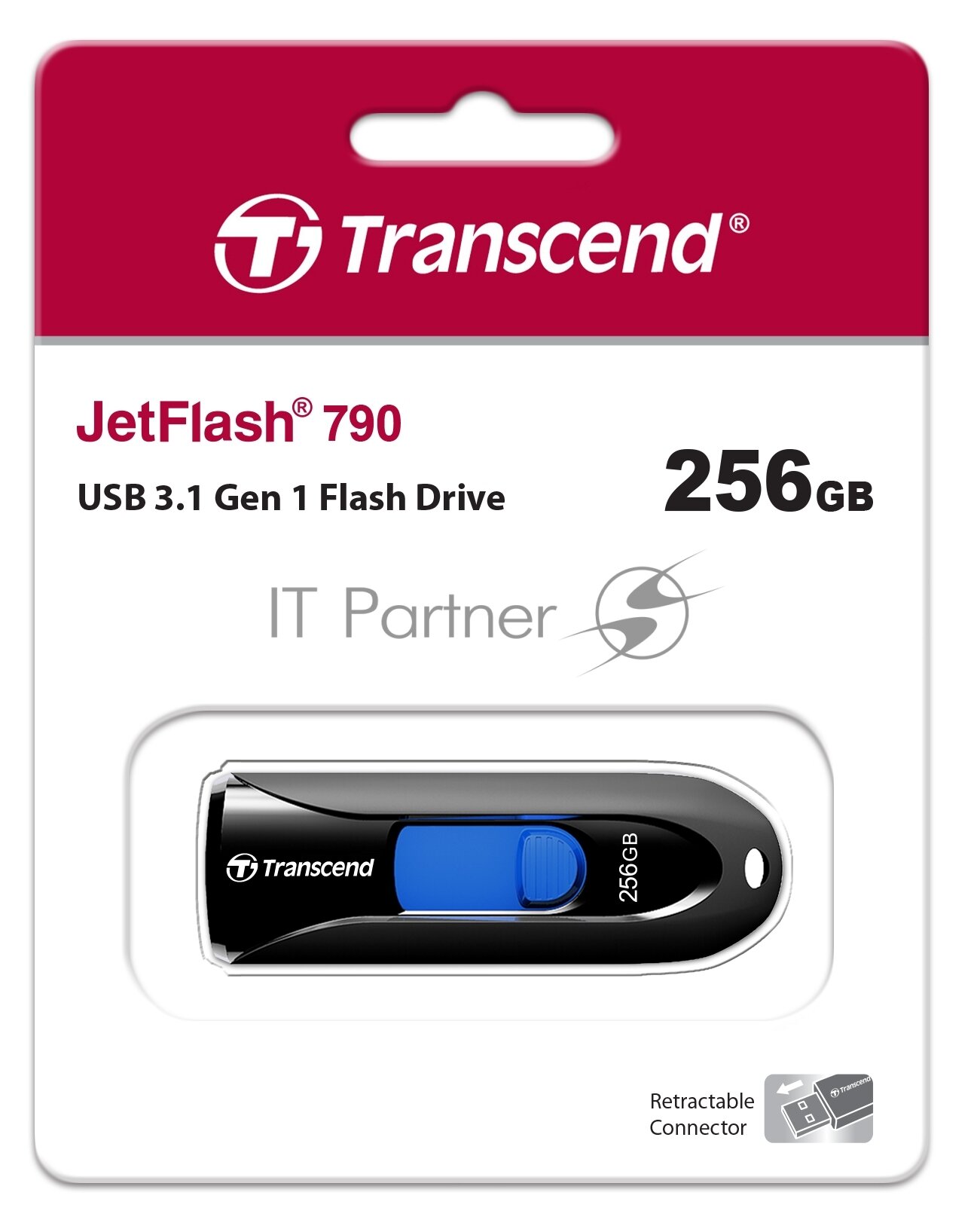 Флешка USB TRANSCEND Jetflash 790 256Гб, USB3.0, черный и синий [ts256gjf790k] - фото №8
