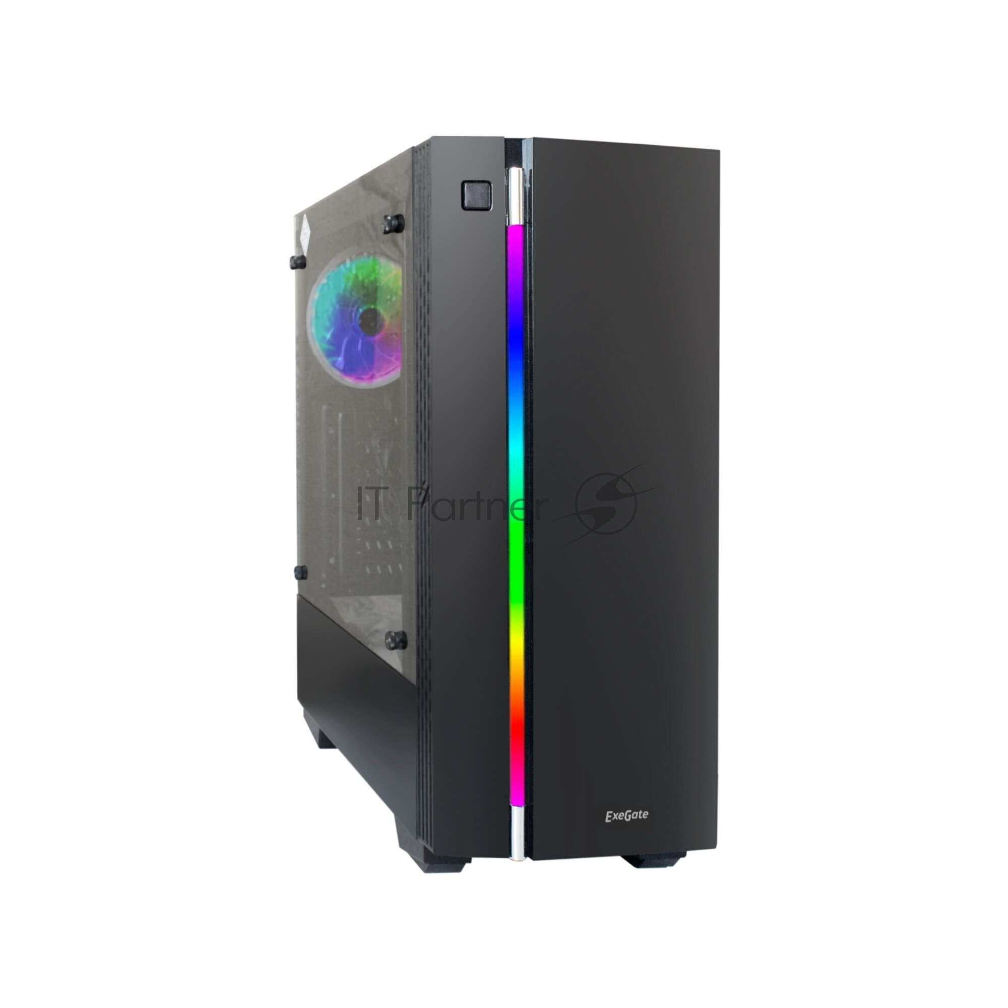 Корпус ATX Exegate EX283744RUS miditower, 500NPX, 120mm, с окном, 2*USB+1*USB3.0, HD Audio, black-RGB light - фото №5