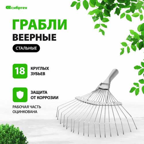 Грабли веерные Сибртех 61780 без черенка (35 см) грабли веерные 18 зубьев сибртех 61780