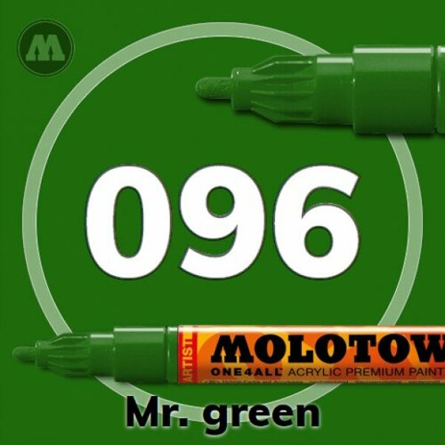 Маркер акриловый Molotow ONE4ALL 127HS 096 Мистер зеленый (Mr. green) 2мм акриловый маркер molotow 127hs co one4all 1 5 мм 127434 222 цвет зеленый
