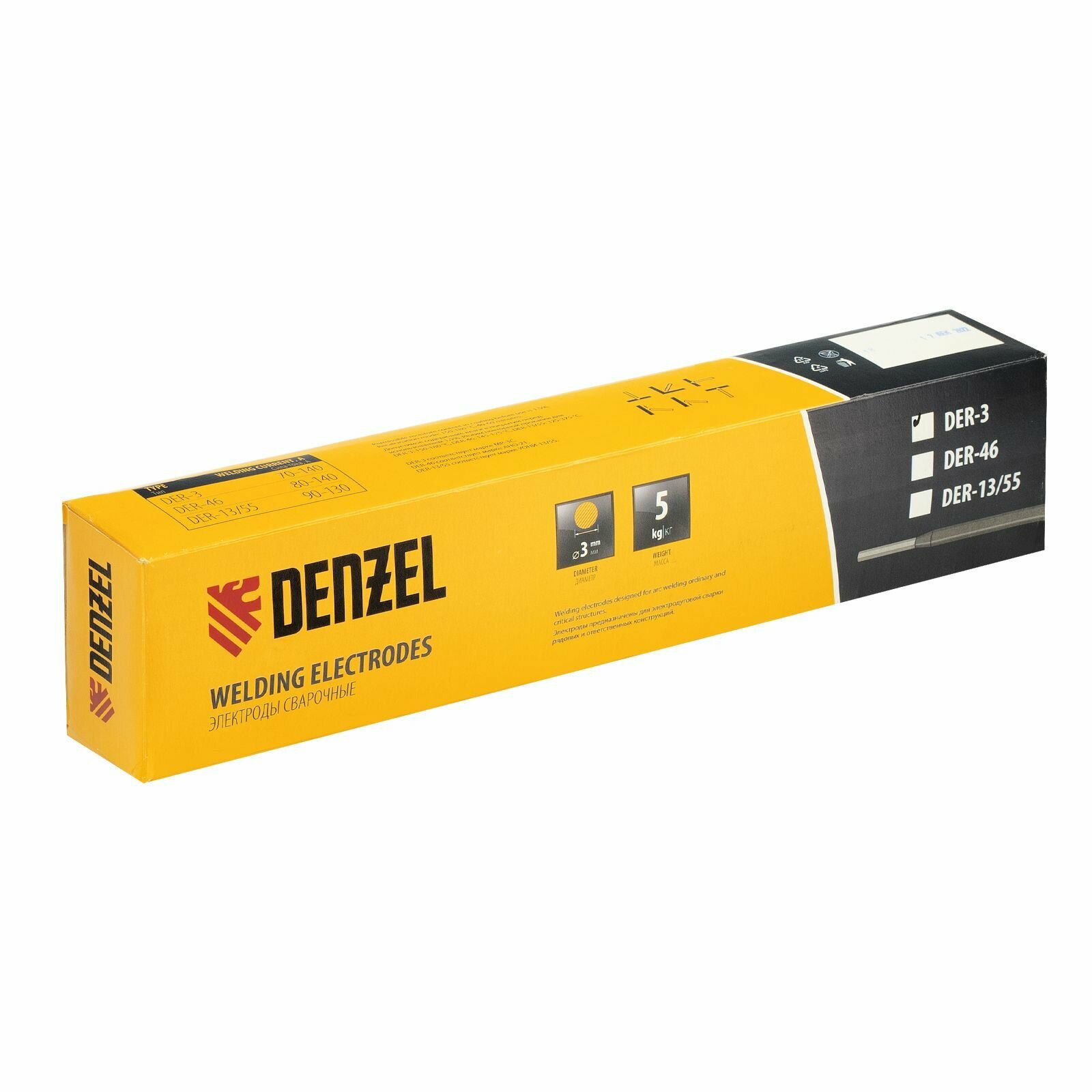 Электроды Denzel DER-3 диам 3 5 кг рутиловое покрытие 97511