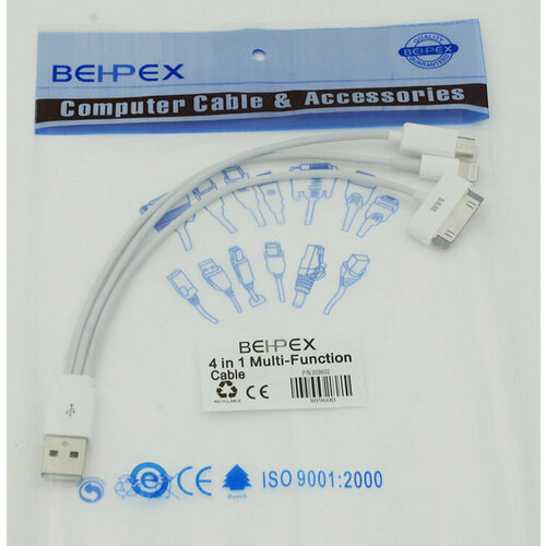 Кабель micro USB (m) - USB (m), 0.2м, 1A, белый кабель ningbo usb m micro usb m 0 75м