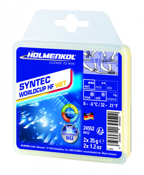 Высокофтористая синтетическая гоночная мазь HOLMENKOL - SYNTEC WORLDCUP HF WET 2x35g