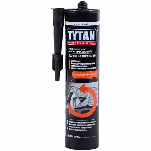 Герметик каучуковый для кровли Tytan Professional, 310 мл, красный герметик tytan professional 91455 каучуковый для кровли бесцветный 310 мл
