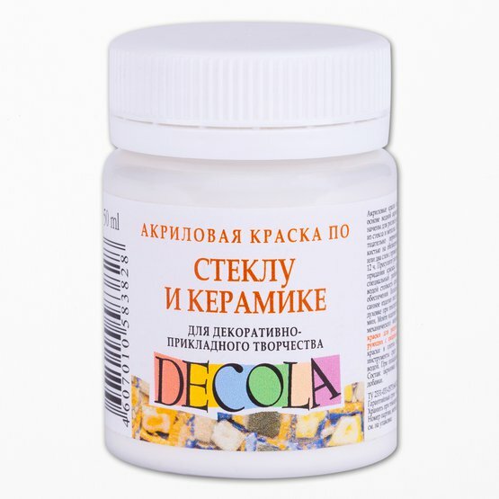 Акриловая краска стекло/керамика цвет №104 Белая банка 50мл Decola