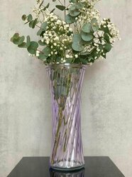 Красивая ваза из толстого стекла "аэлита" 30см, фиолетовая декор и интерьер в дом.