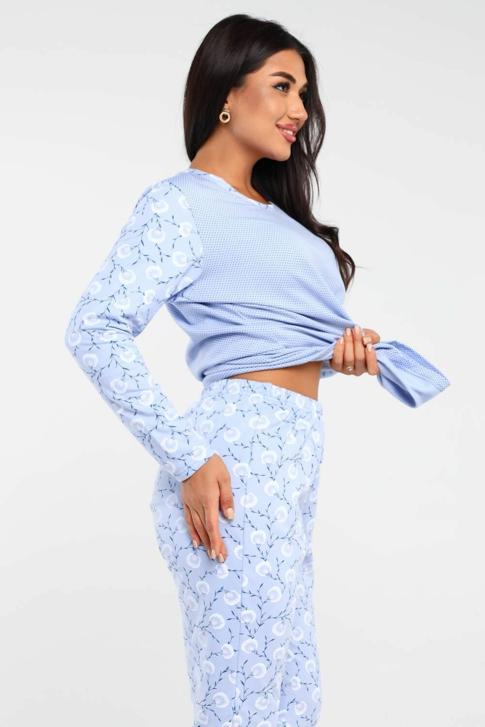 Пижама теплая DIANIDA М-545 размер 44-58 (50, Голубой) - фотография № 7