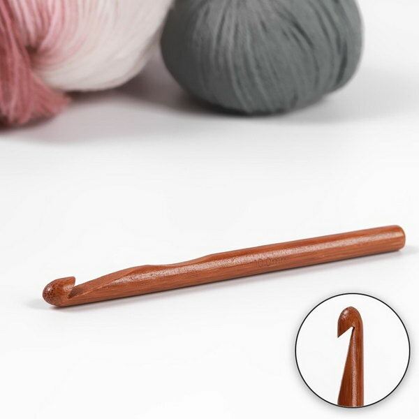 Крючок для вязания, бамбуковый, d = 10 мм, 15 см, 4 шт.