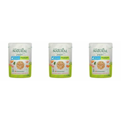 Guabi Natural Корм влажный беззерновой для собак Dog Grain Free, курица, лосось и овощи, 100 г, 3 шт