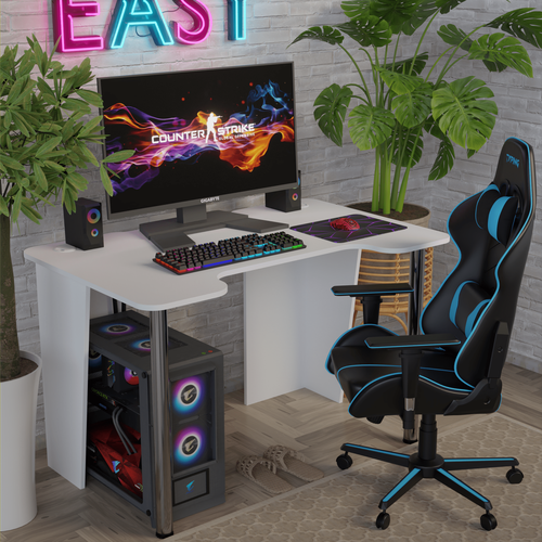 Белый компьютерный стол с белой кромкой от бренда 