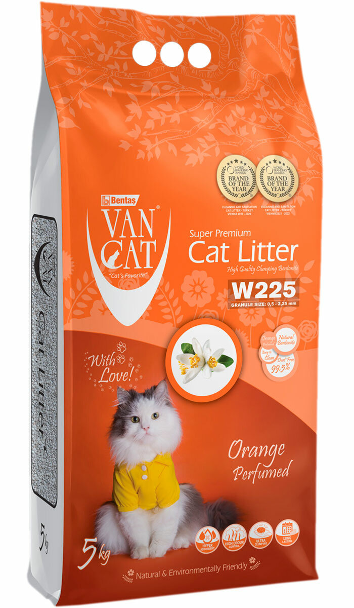 VAN CAT ORANGE наполнитель комкующийся для туалета кошек с ароматом апельсина (5 кг)