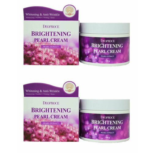 Deoproce Крем для лица Moisture Brightening Pearl Cream, 100 г, 2 шт deoproce крем для лица bio anti wrinkle pomegranate cream 100 г 2 шт
