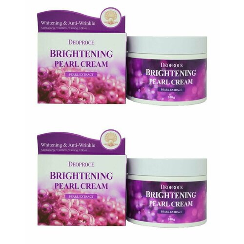 Deoproce Крем для лица Moisture Brightening Pearl Cream, 100 г, 2 шт ultraceuticals ultra brightening moisturiser cream увлажняющий крем с эффектом отбеливания 50 мл