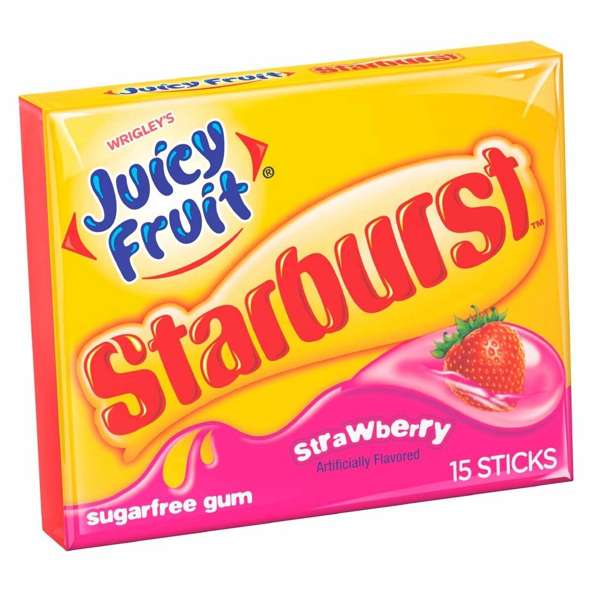Жевательная резинка Wrigley's Juicy Fruit Starburst Strawberry со вкусом клубники (США), 15 пластинок
