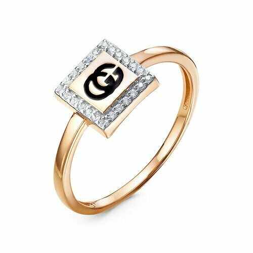 фото Кольцо diamant online, золото, 585 проба, фианит, эмаль, размер 17, прозрачный