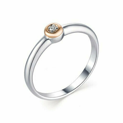 Кольцо Diamant online, серебро, 585 проба, бриллиант, размер 17.5