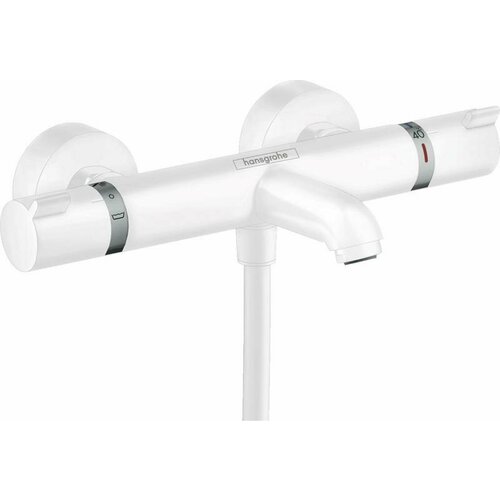 Термостатический смеситель для ванны c душем Hansgrohe Ecostat Comfort 13114700, белый матовый термостат для ванны hansgrohe ecostat comfort вм 13114700 матовый белый