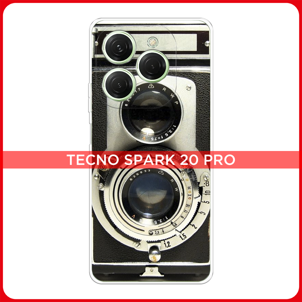 Силиконовый чехол на Tecno Spark 20 Pro/20S Pro / Текно Спарк 20 Про/20S Про Старинный фотоаппарат
