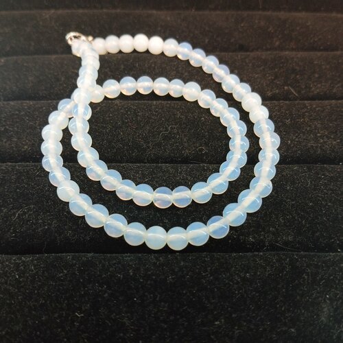 Колье, лунный камень, длина 45 см, бесцветный, белый