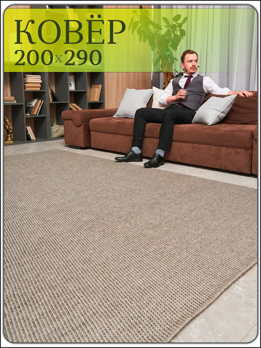 фото Ковер циновка без ворса 200х290 на пол в гостиную