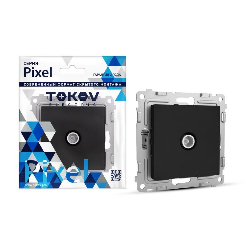 Розетка TV проходная СП Pixel 4DB механизм карбон TOKOV ELECTRIC TKE-PX-A1P-C14 - фото №1