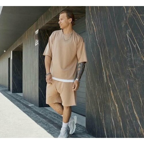 фото Костюм , размер 56, бежевый нет бренда