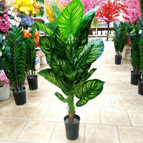 Цветок Калатея искусственная 125 см в горшке 24 листа