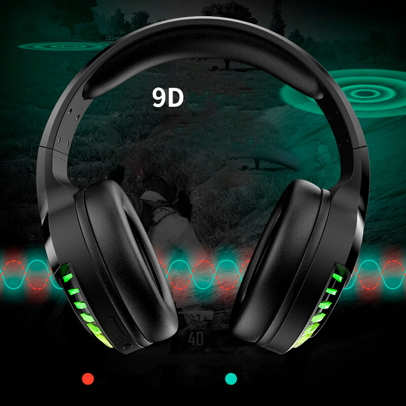 Игровые наушники Freewolf SH33 с микрофоном и RGB подсветкой, Bluetooth/проводные, черный — фото 1