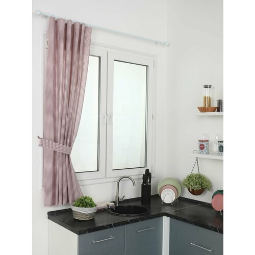 Штора для кухни SANPA HOME короткая на ленте красный 1 шт размер 140х180 см 807₽