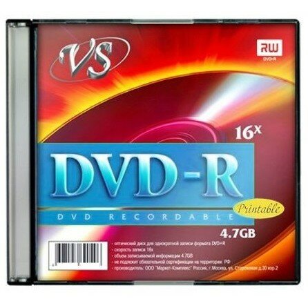 Vs Диски DVD-R 4,7 GB 16x SL 5 Ink Print 620380