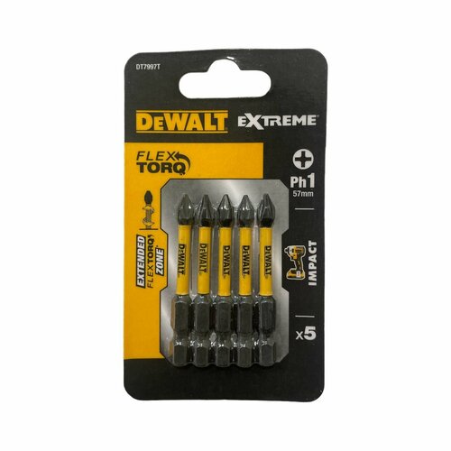 Биты ударные IMPACT Torsion Ph1, 50мм, 5шт. DEWALT DT7997T