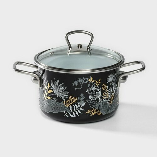 Кастрюля Magia 2 л стеклянная крышка индукция чёрный 3403₽