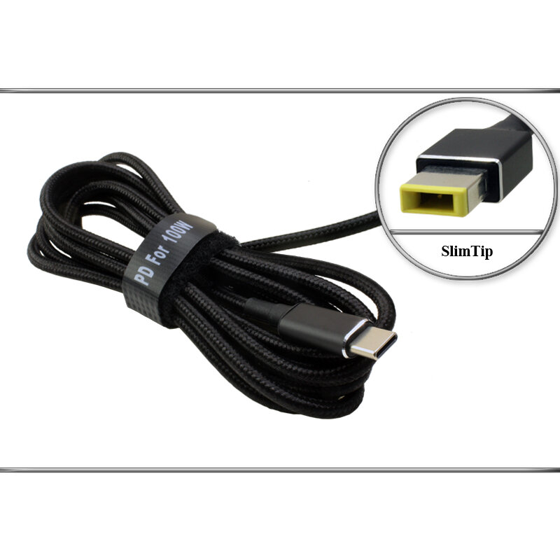 Переходник (конвертер) USB Type-C male - 19V - 20V SlimTip кабель для зарядки ноутбука Lenovo от адаптера (блока) питания или powerbank.