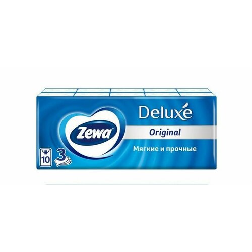 Носовые платки Zewa, Делюкс, 10 шт, 1 уп. платочки zewa deluxe клубника 21 х 21 см 10 пачек