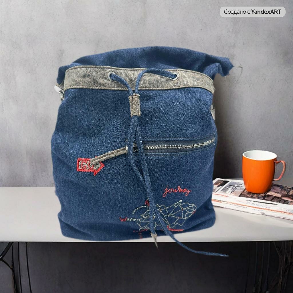 Рюкзак Королевство Птички & Бабочки, фактура гладкая, рельефная, синий — фото 1