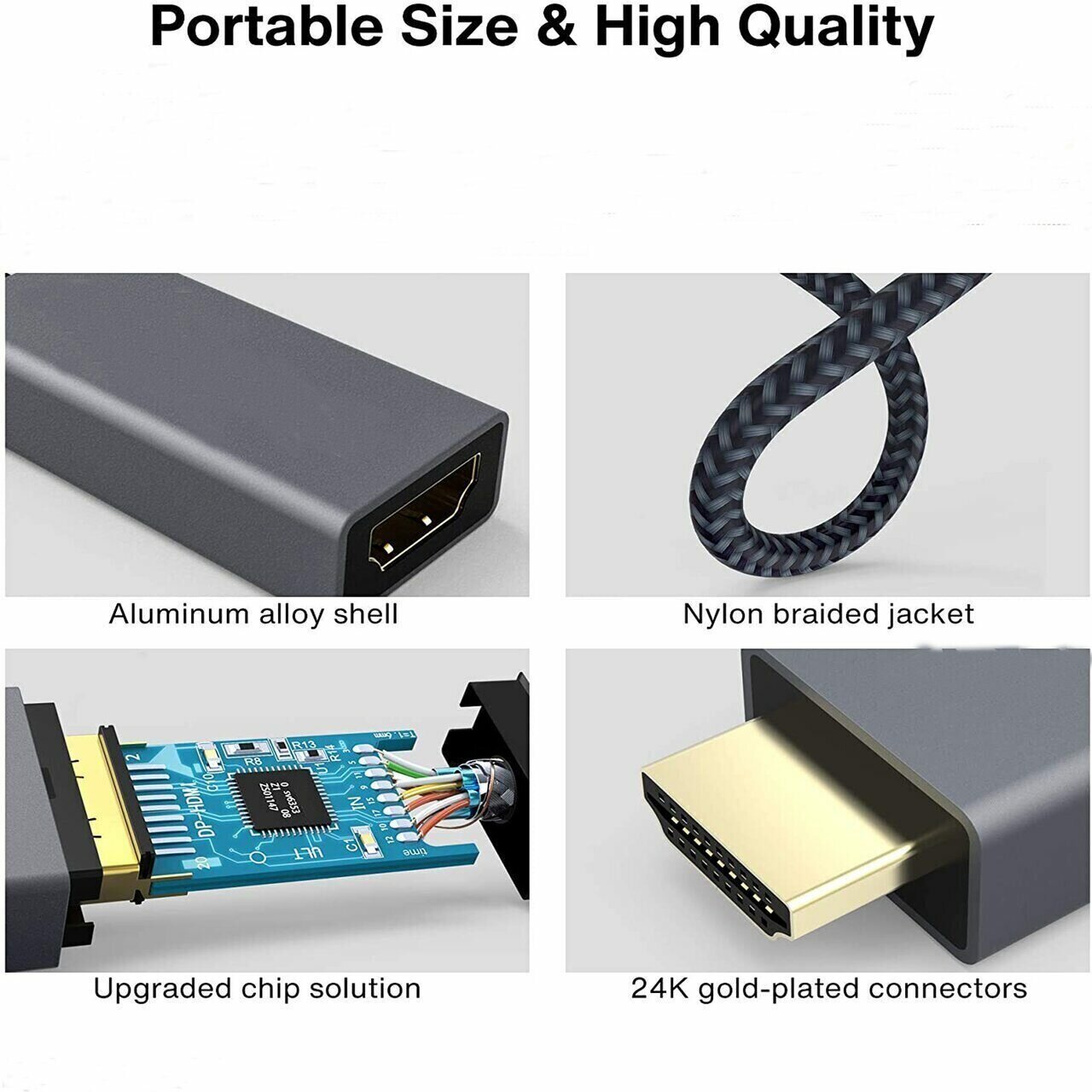 Кабель-переходник аудио-видео Telecom TA560, DisplayPort (m) - HDMI (f) , ver 2.0, 0.2м, GOLD серый Noname - фото №9